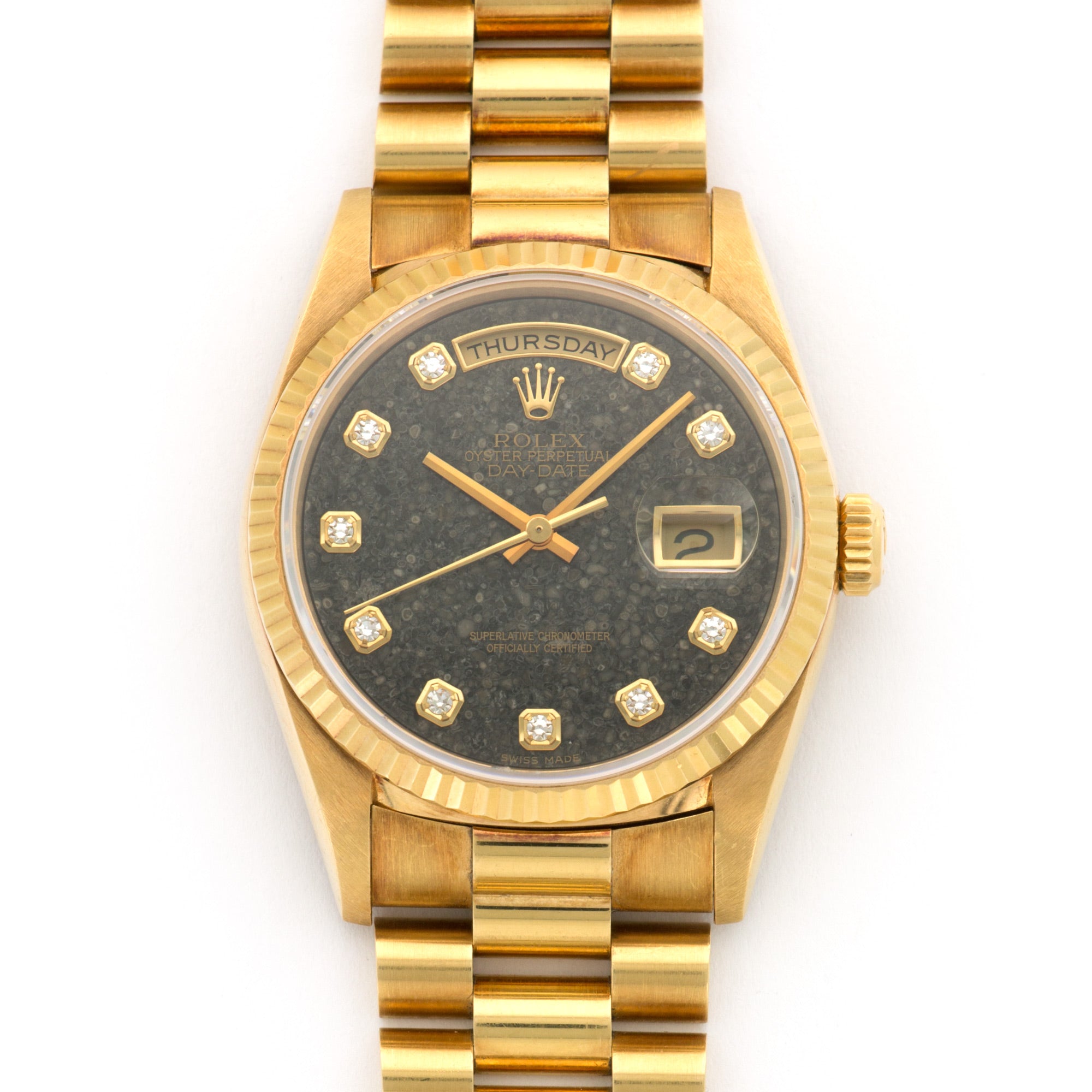 Rolex - Rolex Yellow Gold Jurassic Day-Date Fossil Dial Watch Ref. 18238 - The Keystone Watches