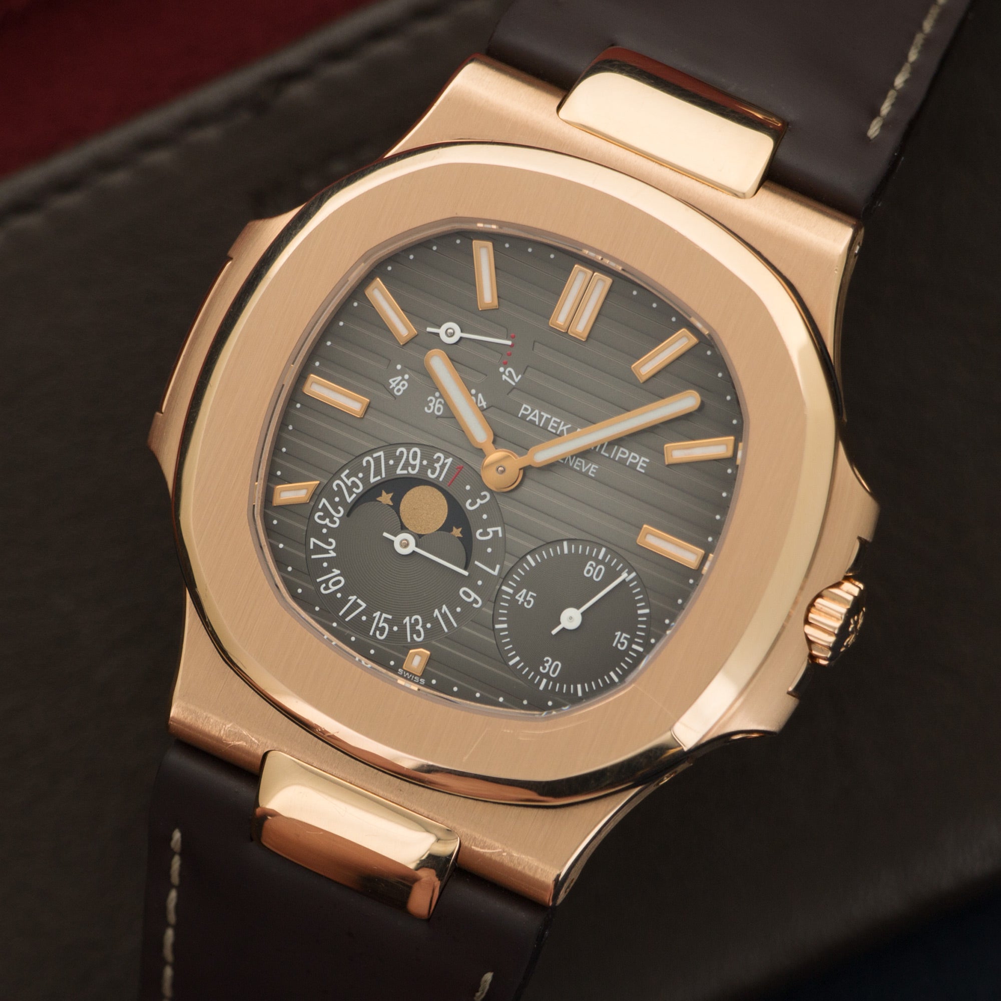 Patek Philippe - Patek Philippe Rose Gold Nautilus Moonphase Watch Ref. 5712R - The Keystone Watches