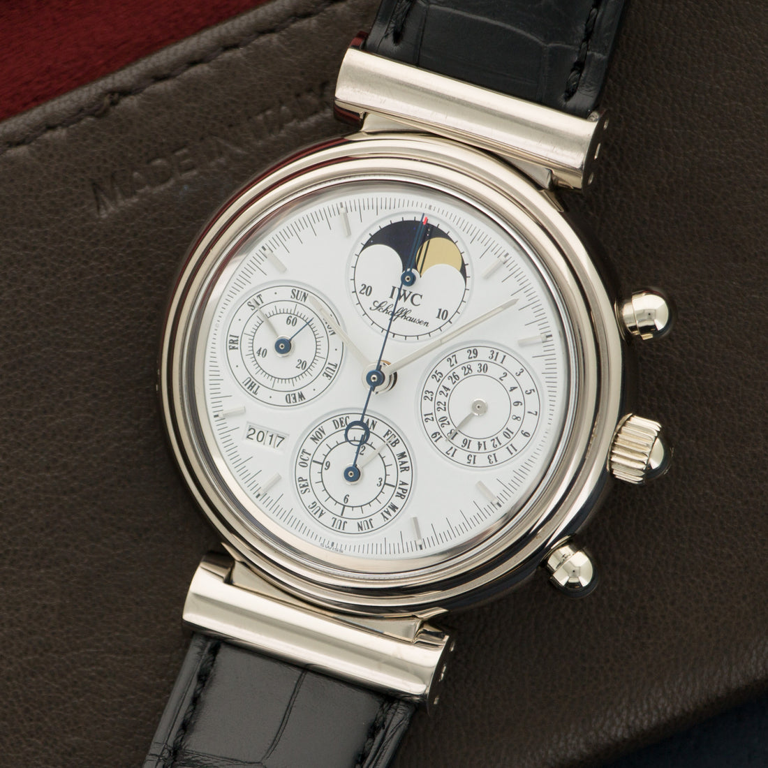 IWC White Gold Da Vinci Perpetual Calendar Chronograph Watch