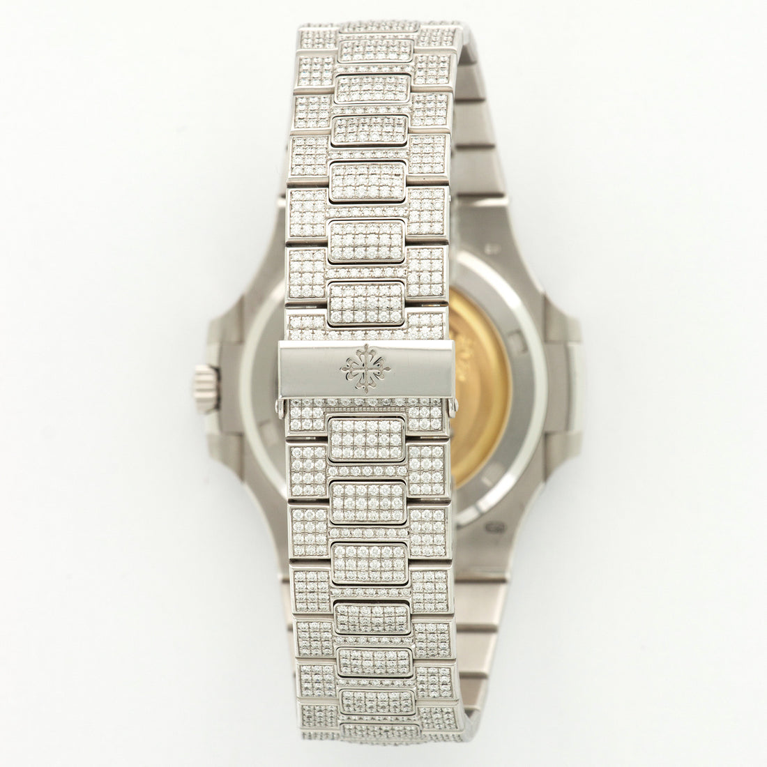 Patek Philippe 5719 Nautilus 18k Rose Gold All Diamond Pave Watch at  1stDibs