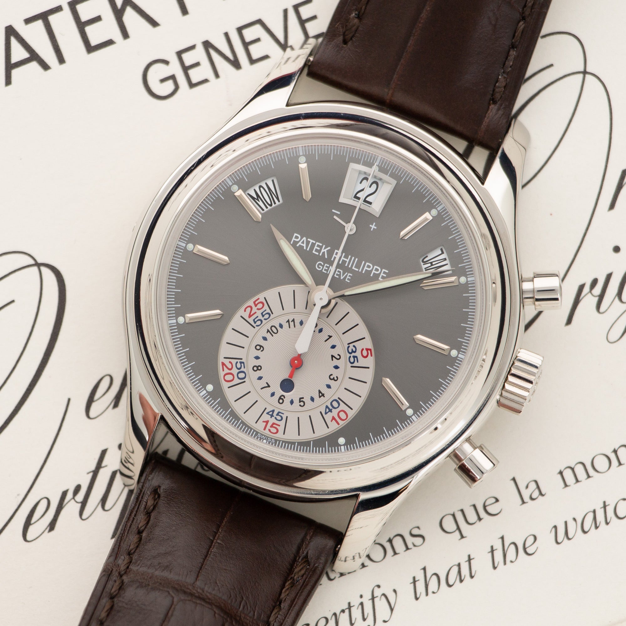 Patek Philippe - Patek Philippe Platinum Annual Calendar Chrono Watch Ref. 5960 - The Keystone Watches