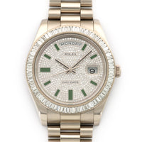 Rolex Day-Date White Gold with Baguette Bezel and Pave Dial Ref. 218399BR