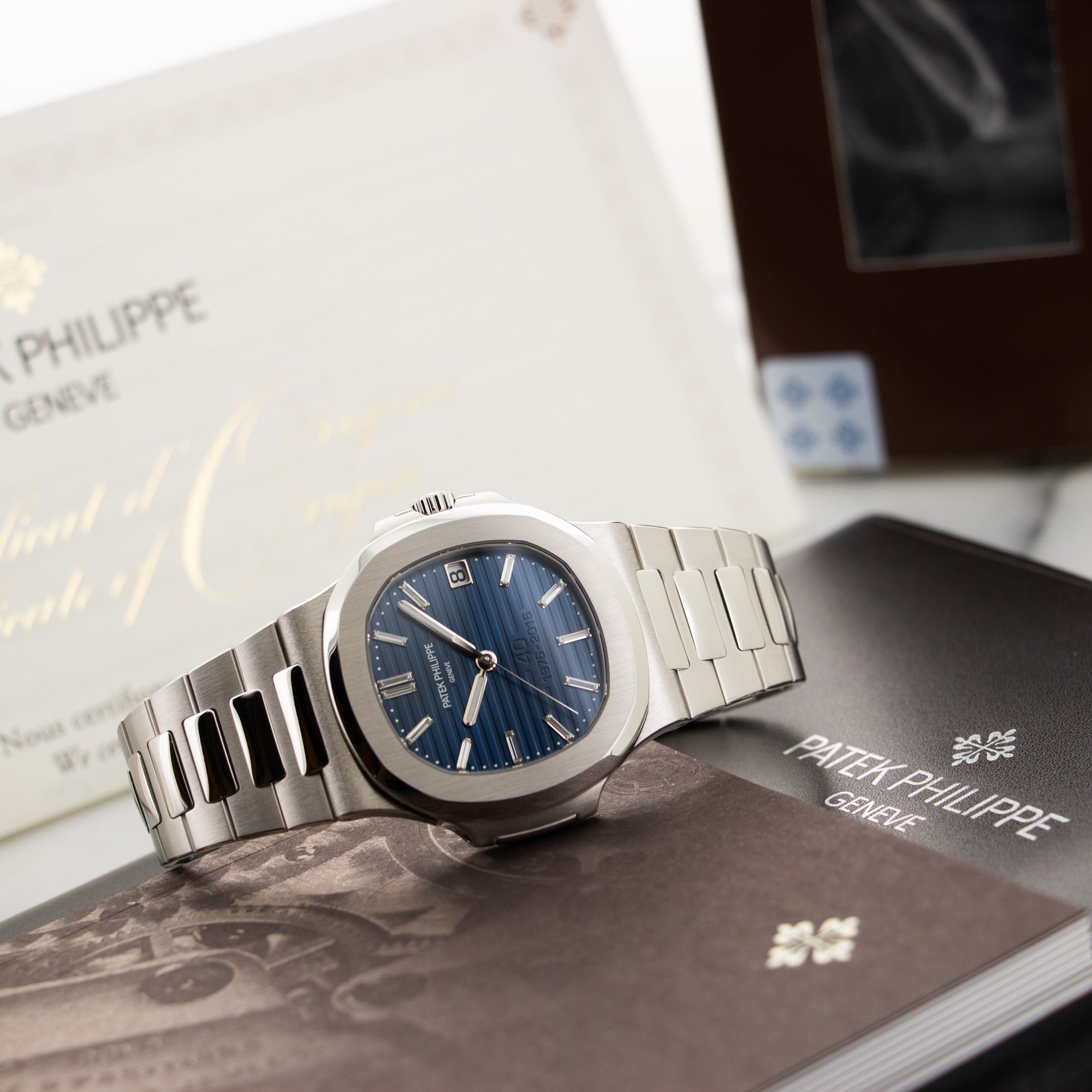 Patek Philippe - Patek Philippe Platinum Anniversary Nautilus Baguette Diamond Watch Ref. 5711 - The Keystone Watches