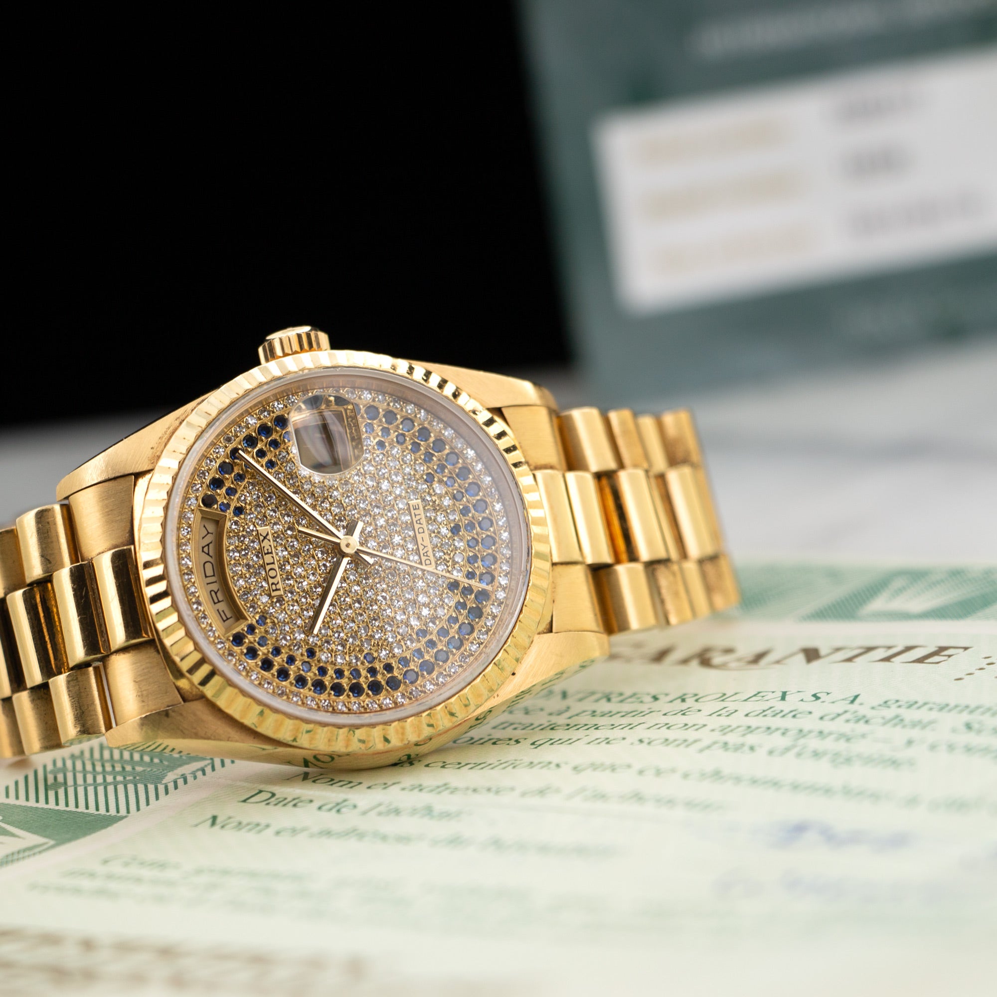 Rolex - Rolex Day-Date Yellow Gold with Pave Dial Ref. 18238 - The Keystone Watches