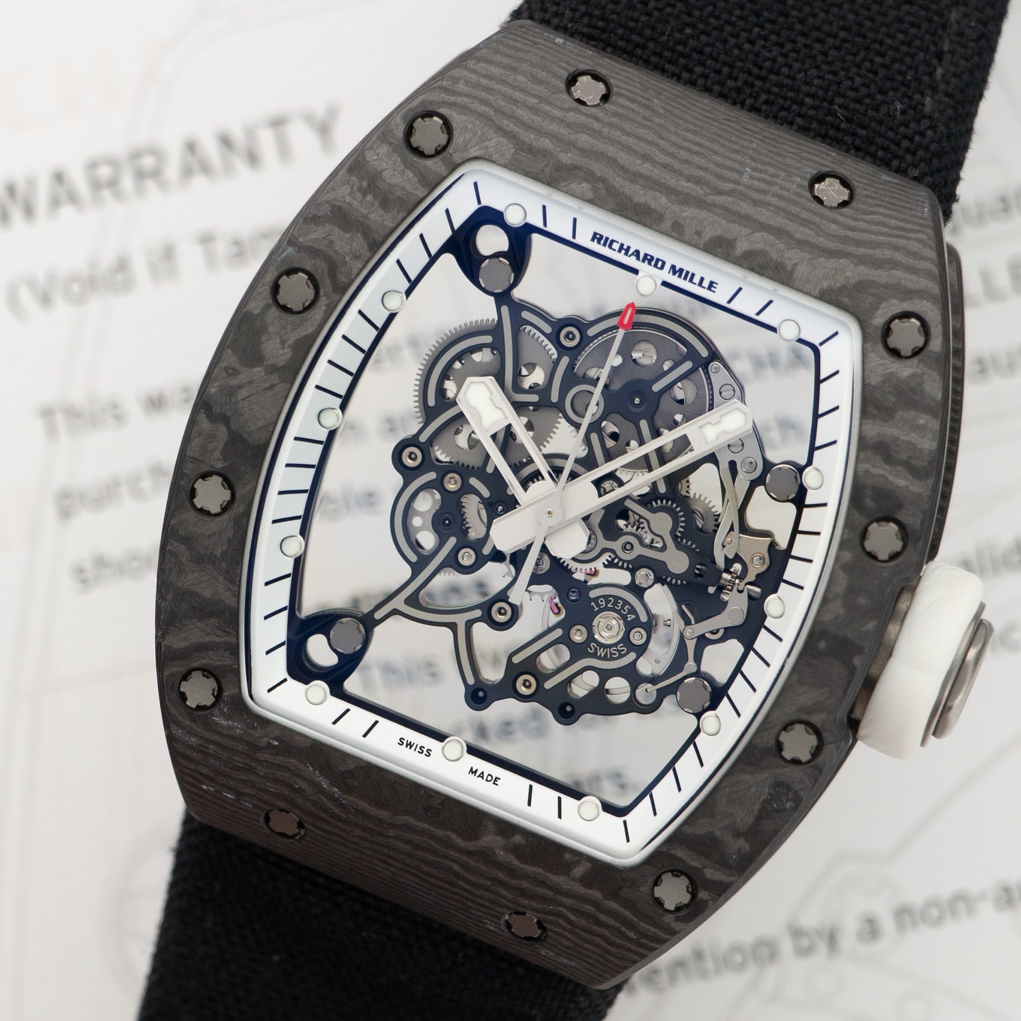 Richard Mille - Richard Mille Carbon Fiber Skeleton White Legend Watch Ref. RM055 RM55 - The Keystone Watches