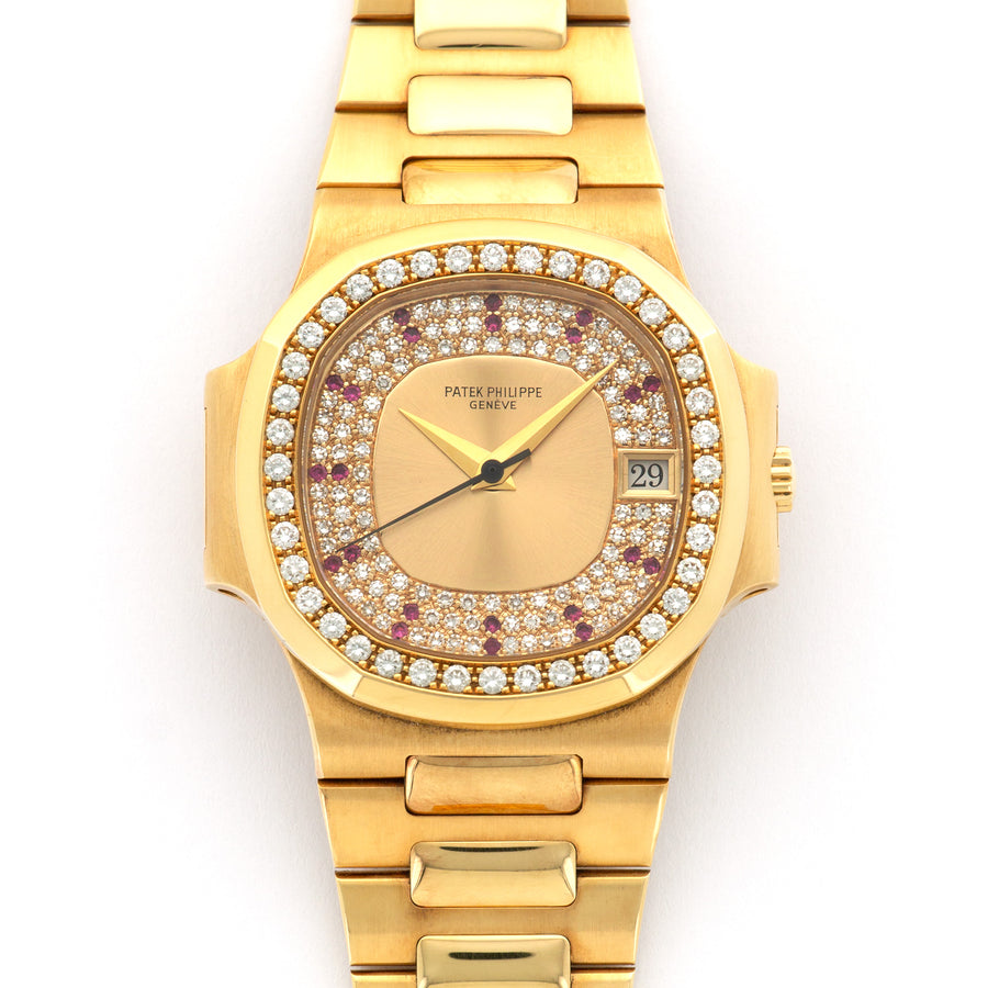 Patek Philippe Yellow Gold Nautilus Diamond & Ruby Watch Ref. 3800