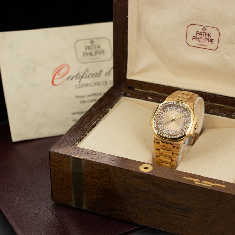 Patek Philippe Yellow Gold Nautilus Diamond & Ruby Watch Ref. 3800