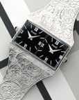 Piaget - Piaget White Gold Dual Time Hand Engraved Watch - The Keystone Watches