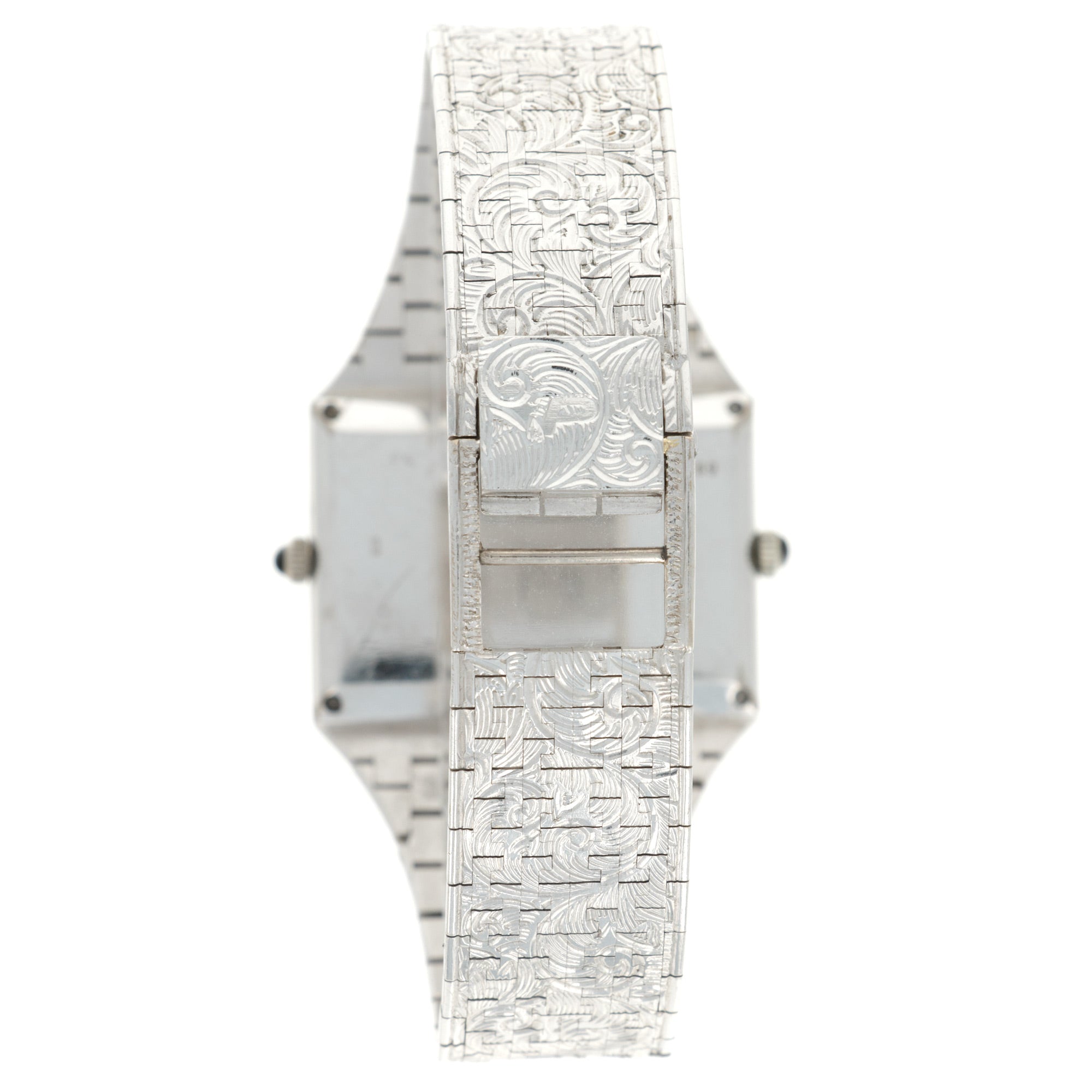 Piaget - Piaget White Gold Dual Time Hand Engraved Watch - The Keystone Watches