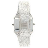 Piaget White Gold Dual Time Hand Engraved Watch