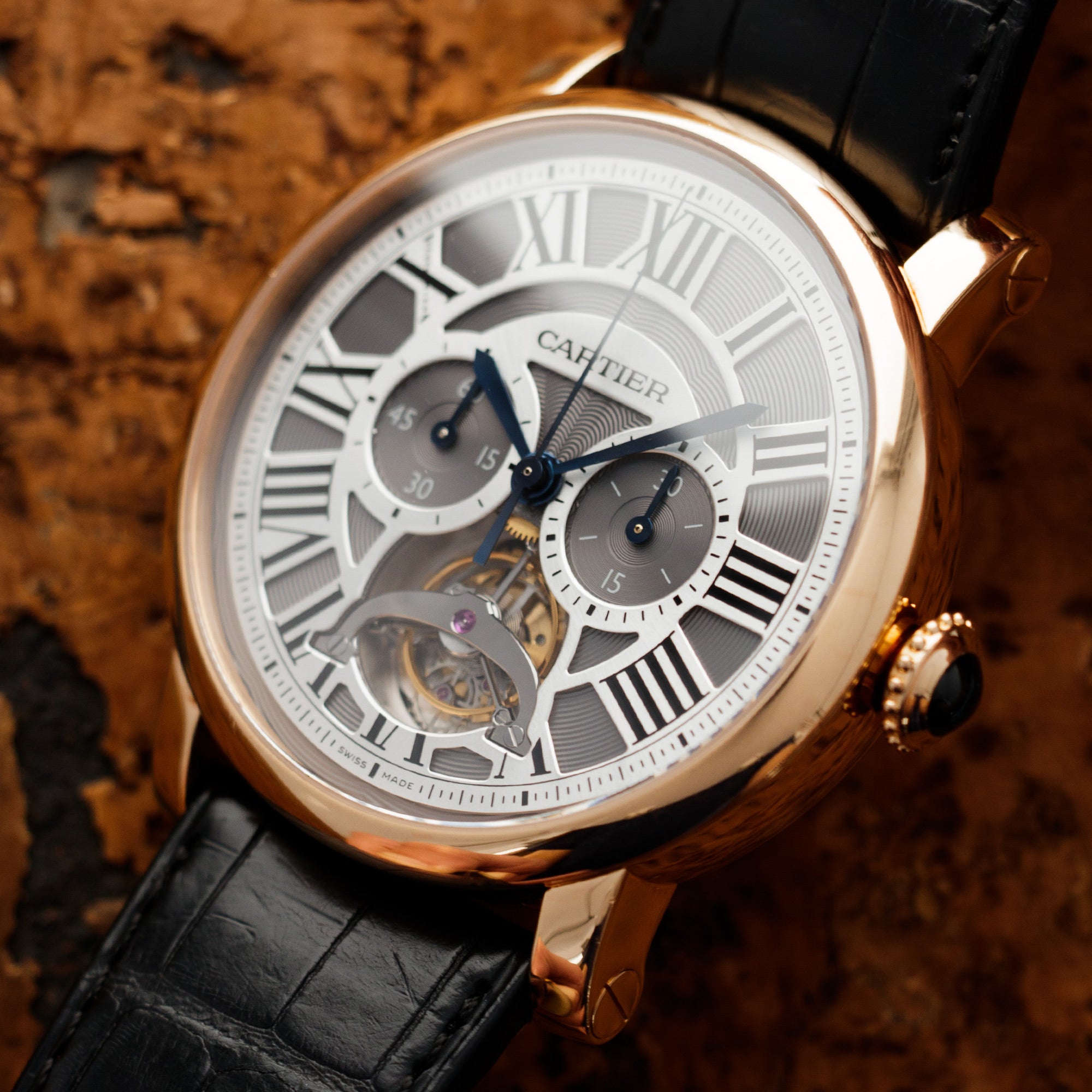 Cartier - Cartier Rose Gold Rotonde Tourbillon Monopusher Chronograph Watch W1580032 - The Keystone Watches
