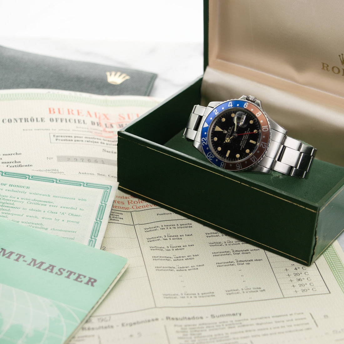 Rolex GMT-Master Gilt Watch Ref. 1675 with Original Box and Papers