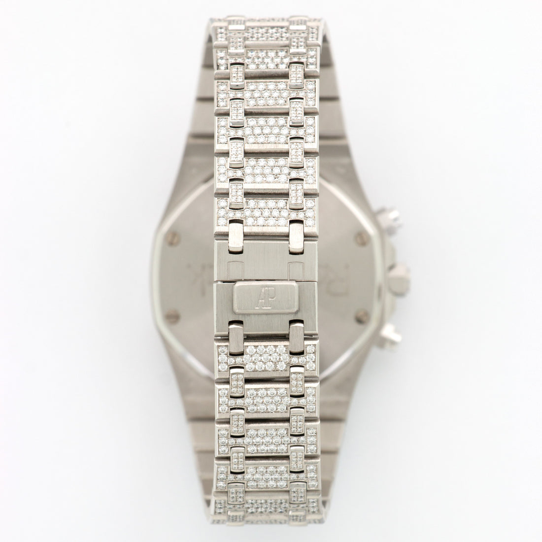 Audemars Piguet White Gold Pave Diamond Royal Oak Chrono Watch Ref. 25978