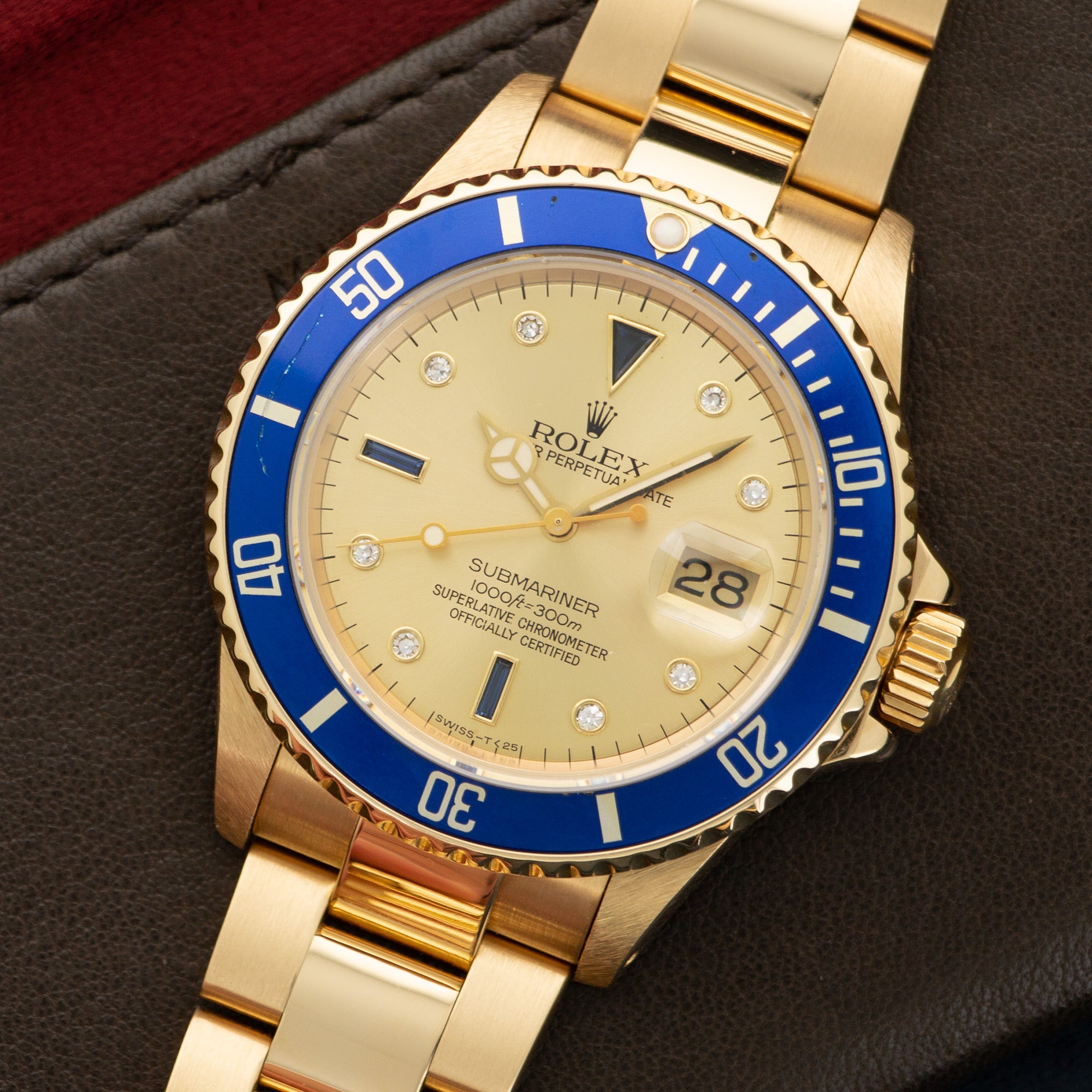 Rolex - Rolex Yellow Gold Submariner Diamond & Sapphire Watch Ref. 16808 - The Keystone Watches