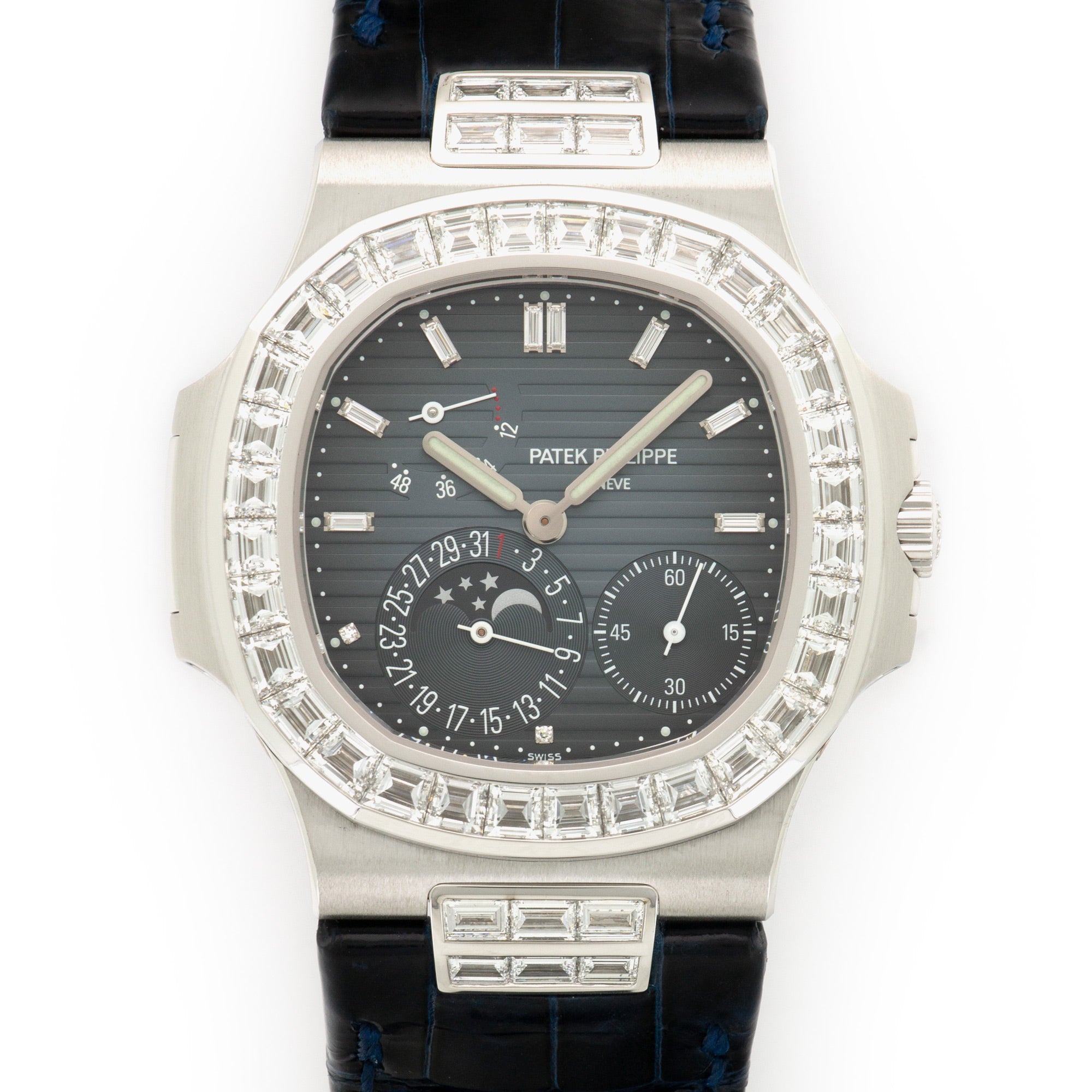 Patek Philippe - Patek Philippe White Gold Nautilus Baguette Diamond Watch Ref. 5724 - The Keystone Watches