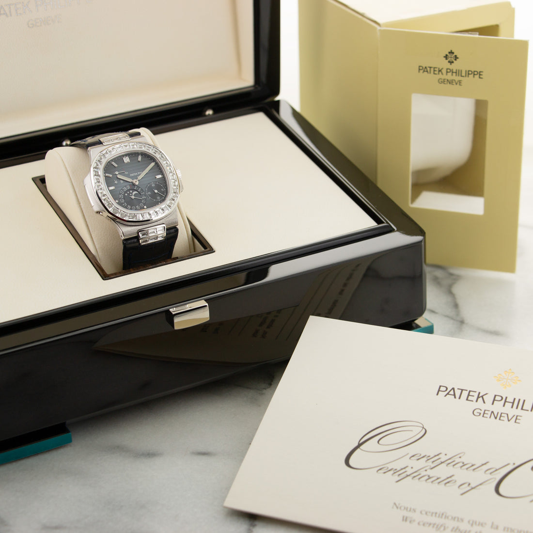 Patek Philippe White Gold Nautilus Baguette Diamond Watch Ref. 5724