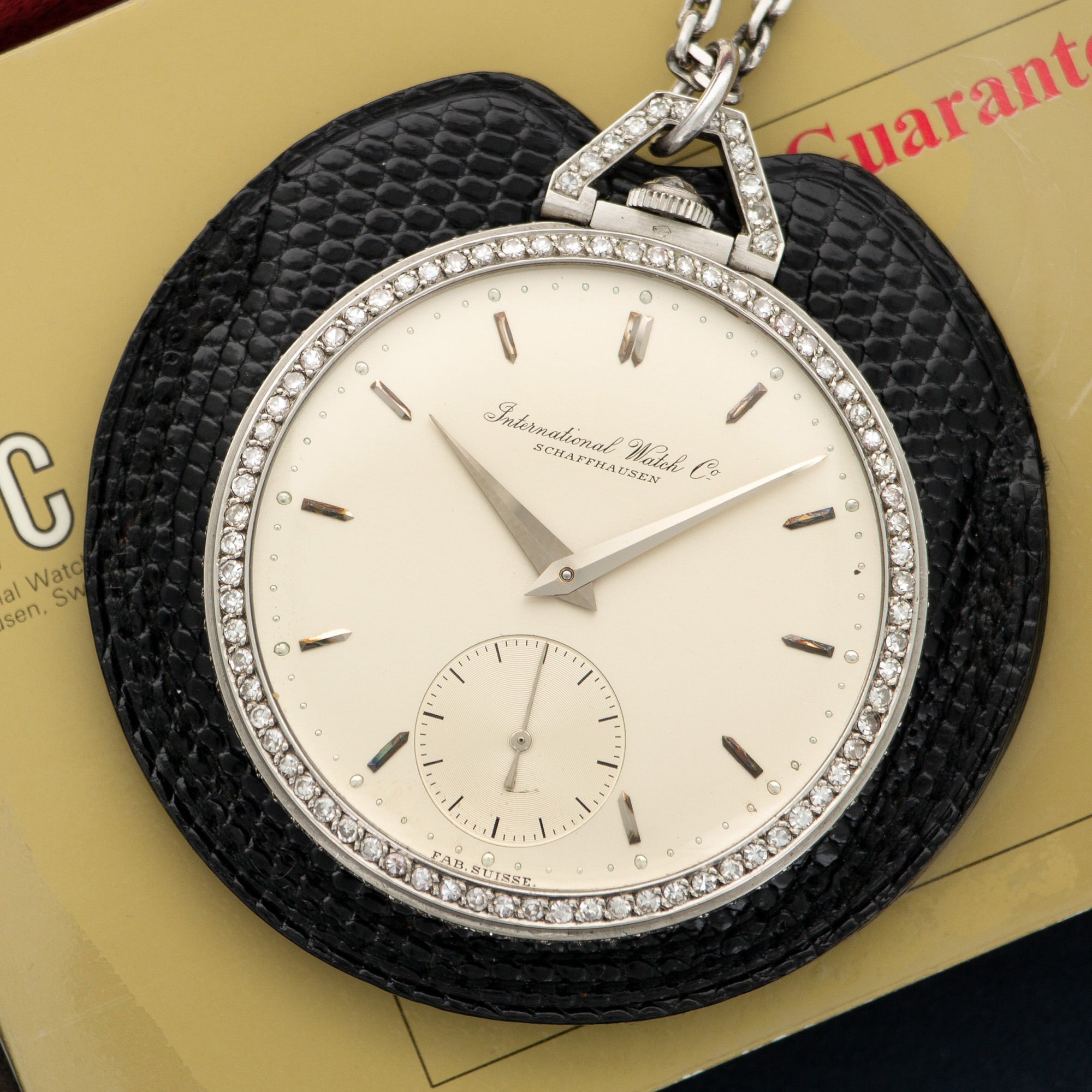 IWC - IWC Platinum Diamond Pocket Watch with Original Box and Papers - The Keystone Watches