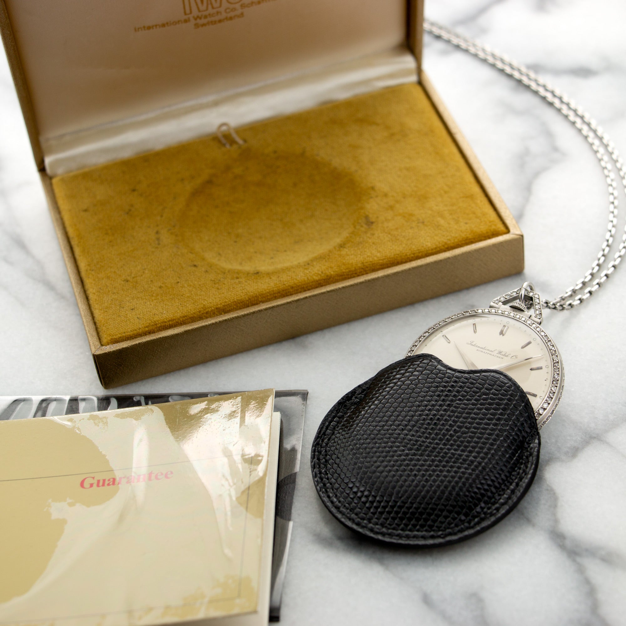 IWC - IWC Platinum Diamond Pocket Watch with Original Box and Papers - The Keystone Watches