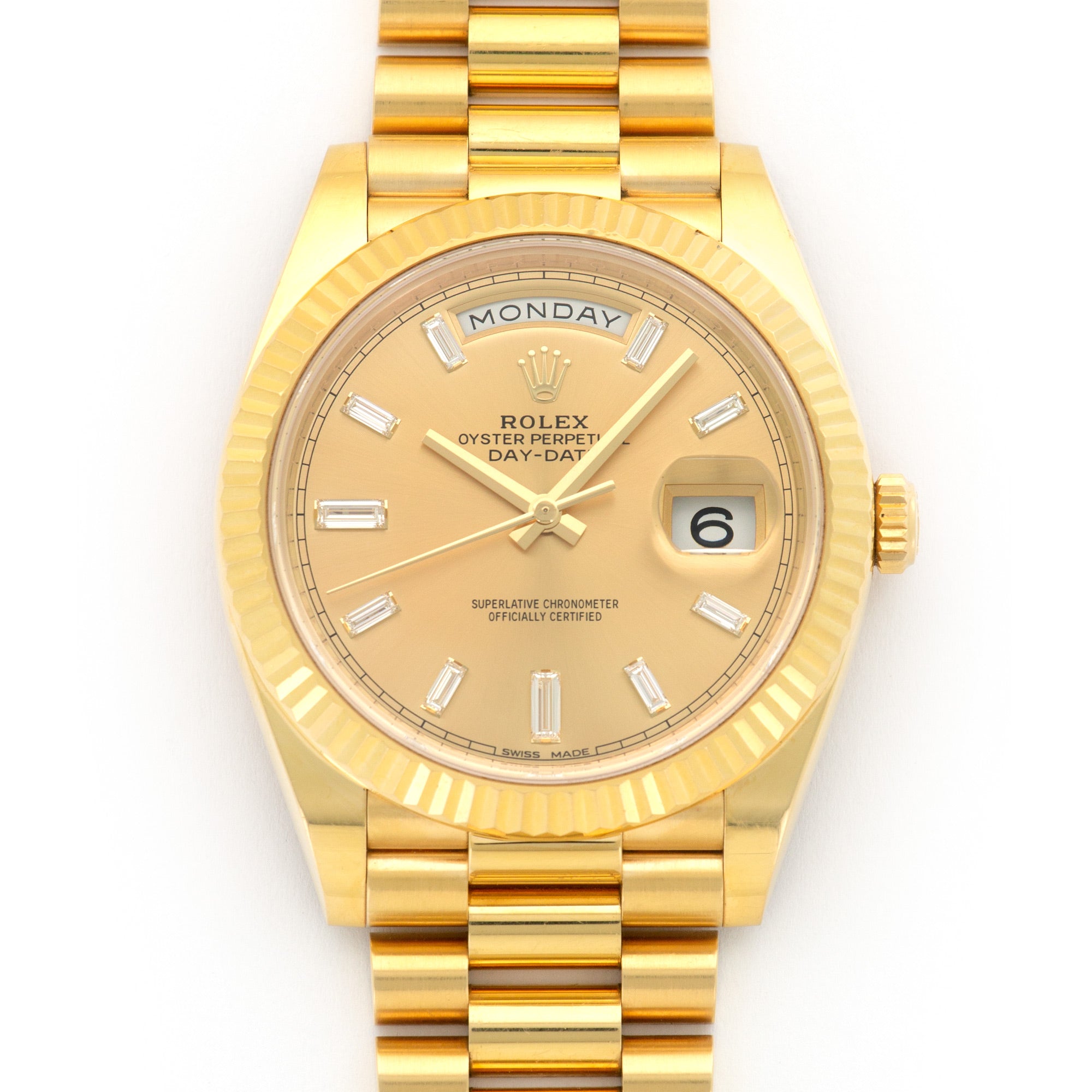 Rolex - Rolex Yellow Gold Day-Date 40mm Baguette Diamond Watch Ref. 228238 - The Keystone Watches