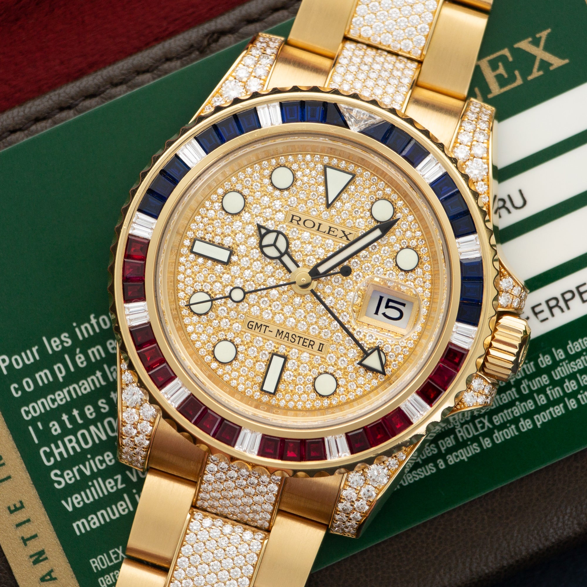Rolex - Rolex Yellow Gold GMT-Master II Sapphire Ruby Diamond Watch Ref. 116758 - The Keystone Watches