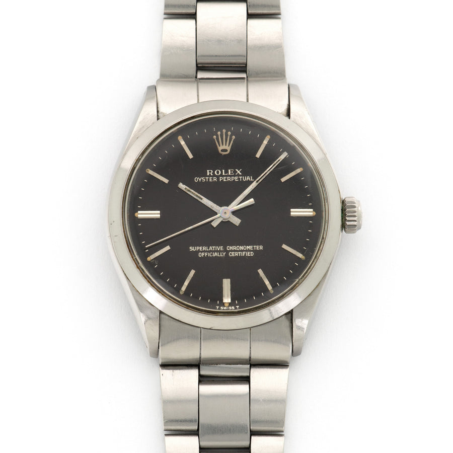 Rolex Oyster Perpetual Black Gilt Dial Watch Ref. 1002