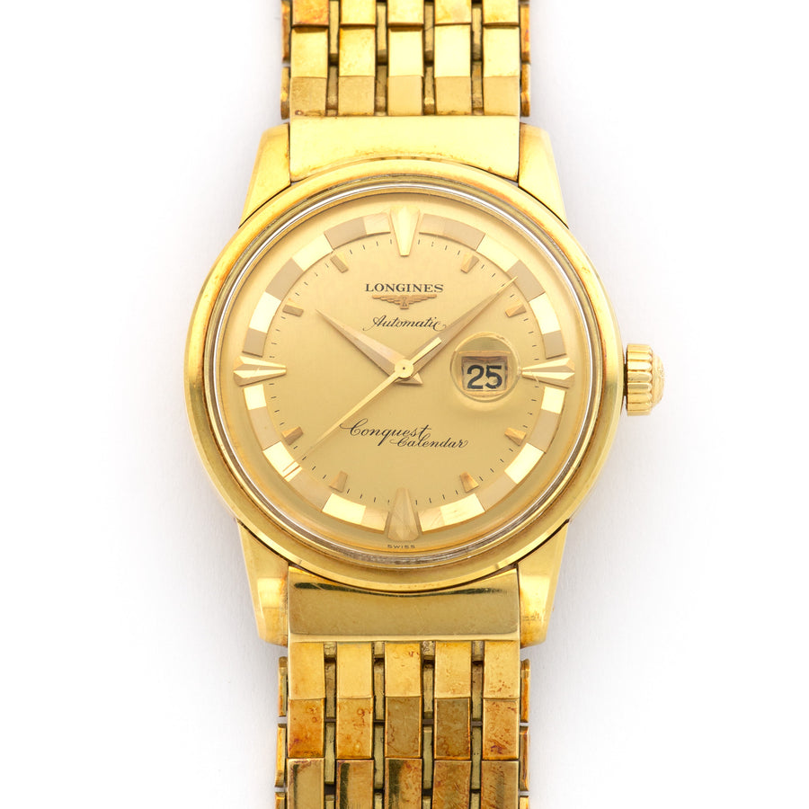 Longines Yellow Gold Conquest Calendar Watch Ref. 9005 with Original Papers from Cuba
