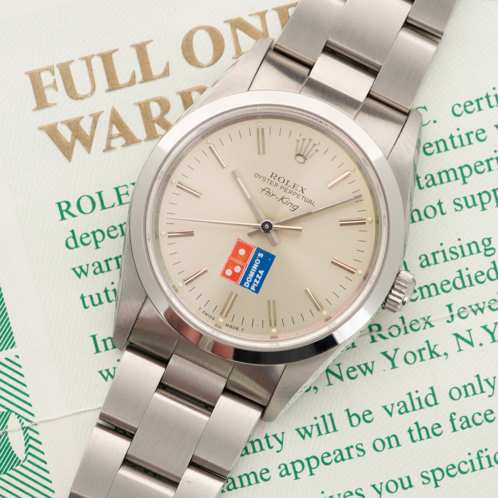 Rolex - Rolex Air-King Dominos Pizza Watch Ref. 14000 with Original Box and Papers - The Keystone Watches