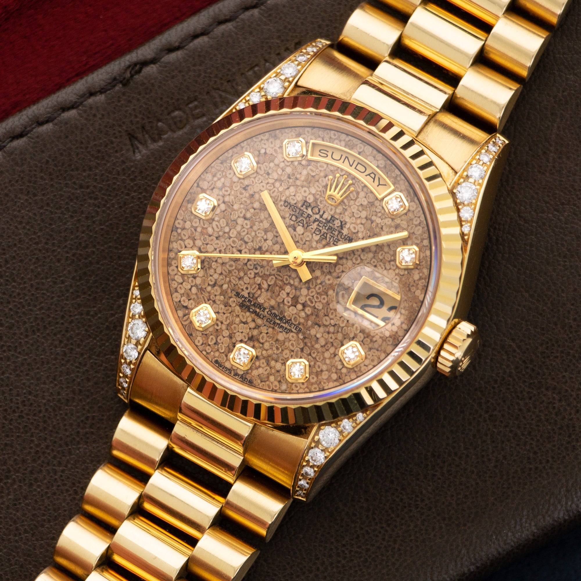 Rolex - Rolex Yellow Gold Day-Date Fossil Dial Watch Ref. 18238, Nicknamed the Jurassic Park - The Keystone Watches
