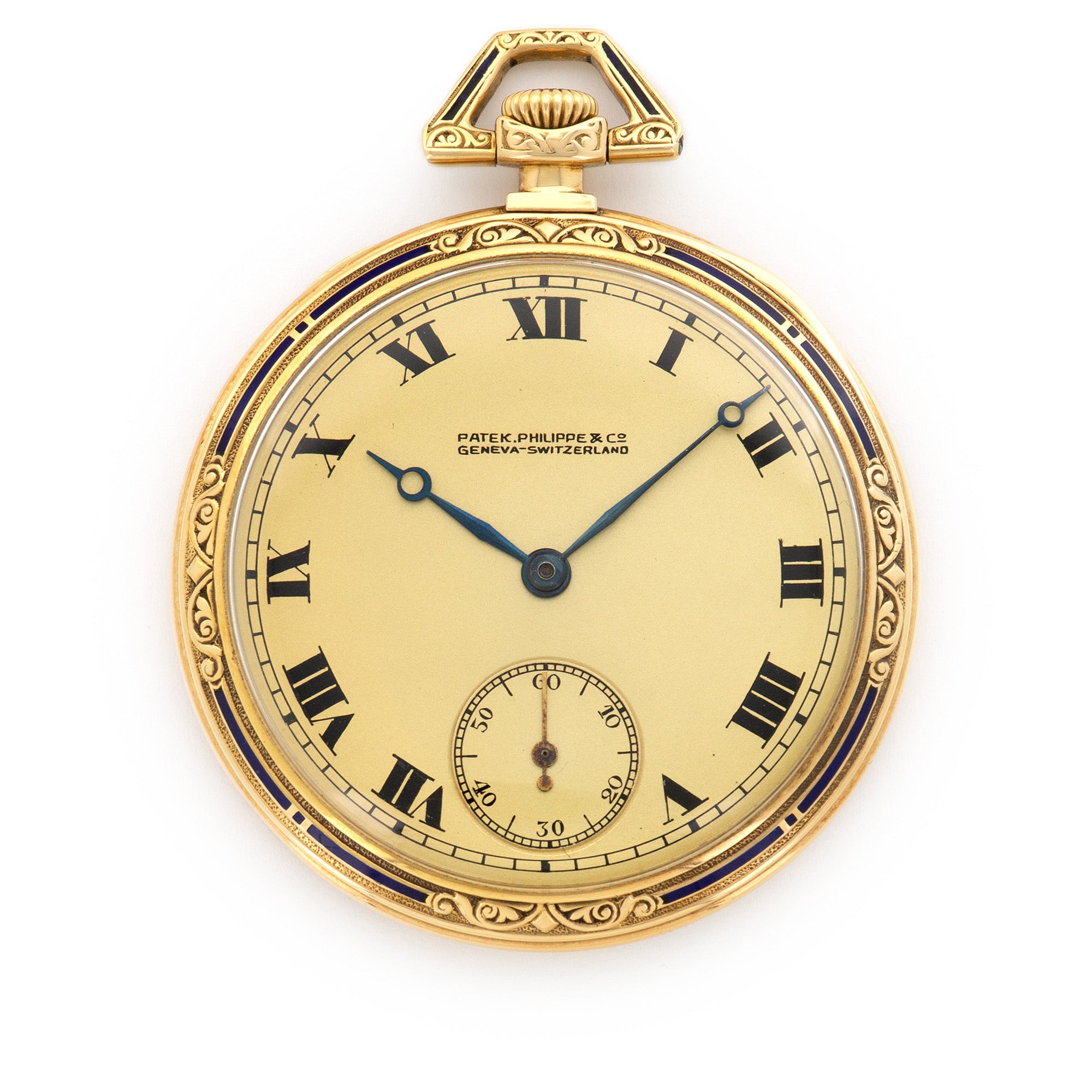 Patek Philippe - Patek Philippe Yellow Gold Enamel Engraved Pocket Watch from 1921 - The Keystone Watches