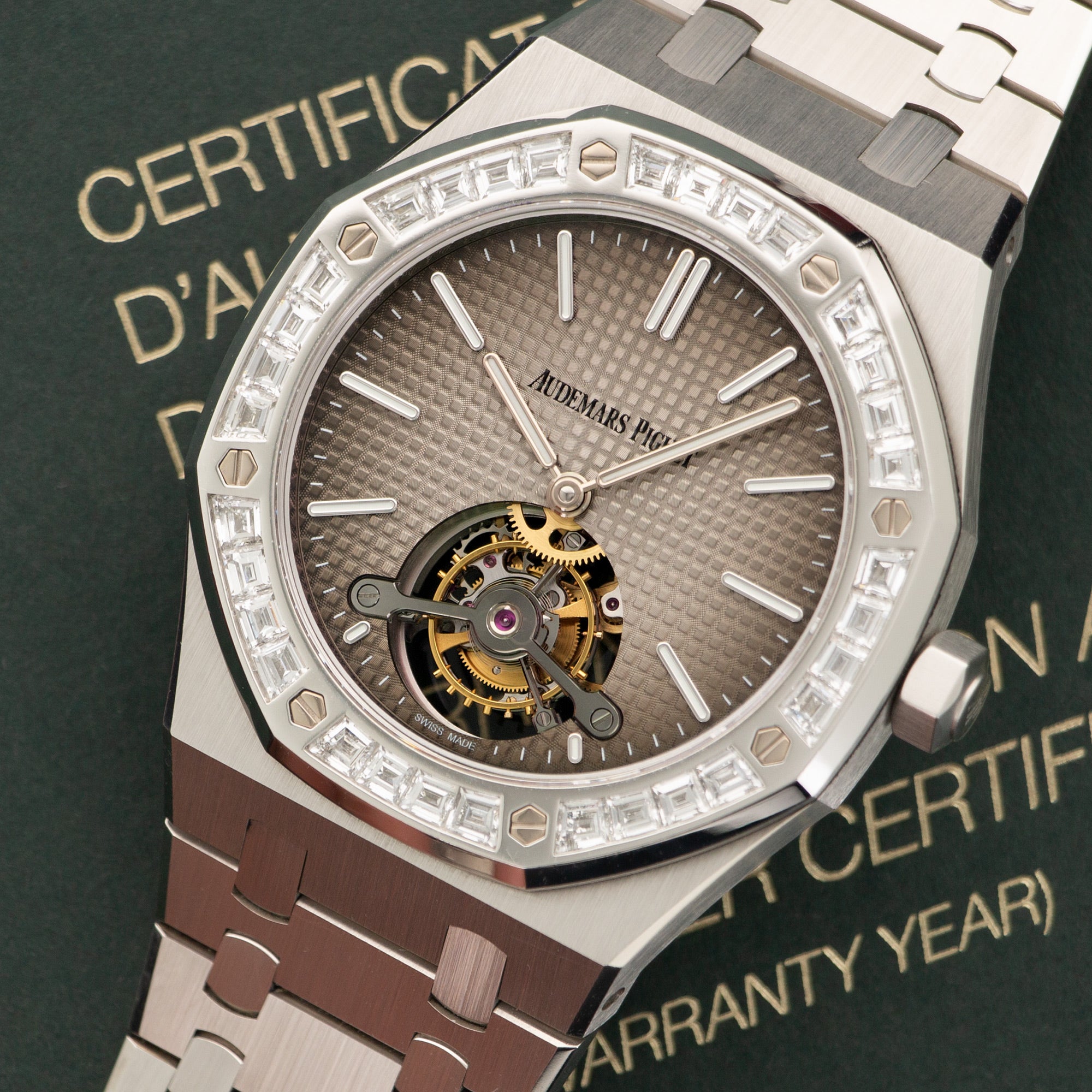 Audemars Piguet - Audemars Piguet Platinum Royal Oak Tourbillon Baguette Diamond Watch - The Keystone Watches