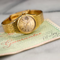 Rolex Yellow Gold Datejust Watch Ref. 6517 with Original Warranty Papers