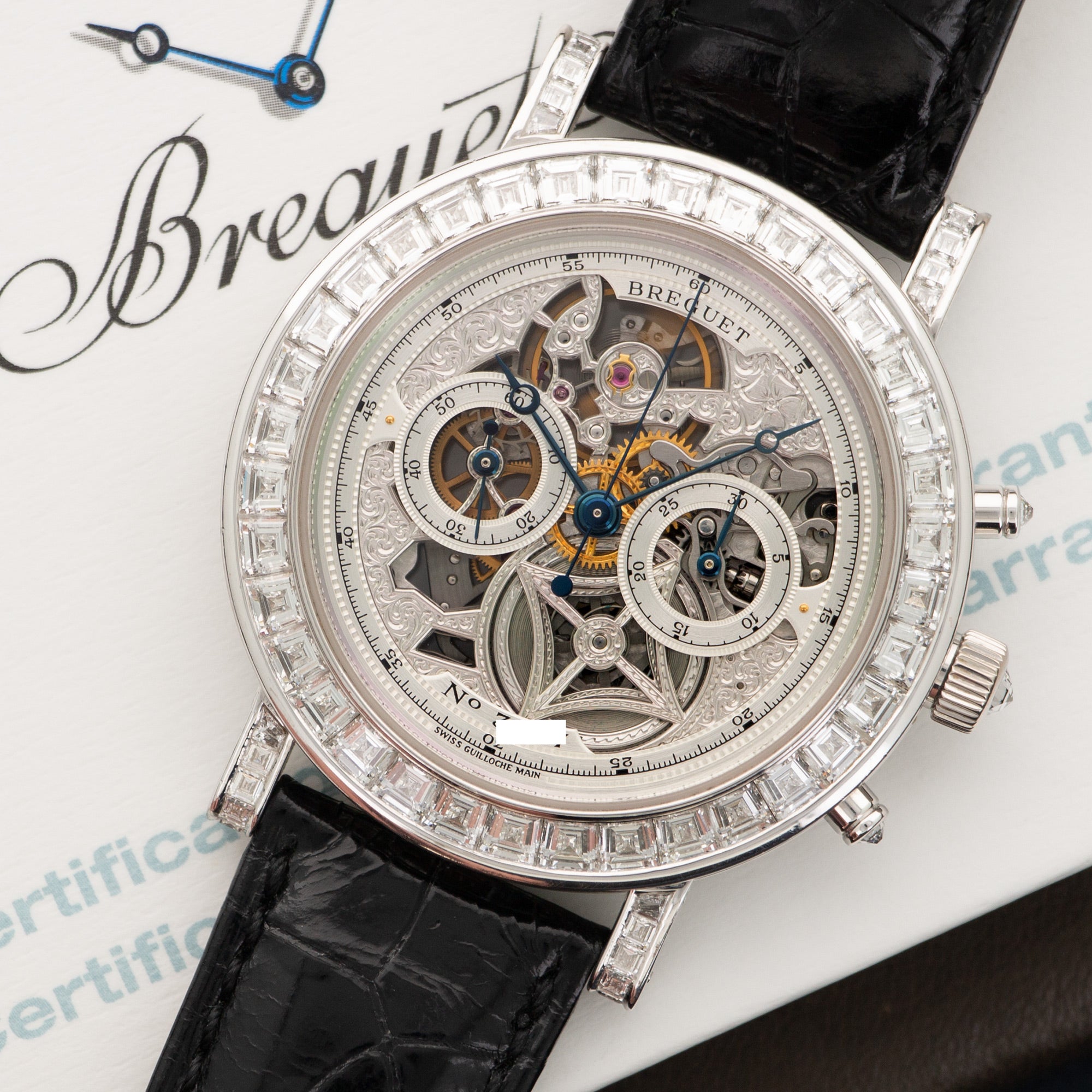 Breguet - Breguet White Gold Chronograph Skeleton Baguette Diamond Watch - The Keystone Watches