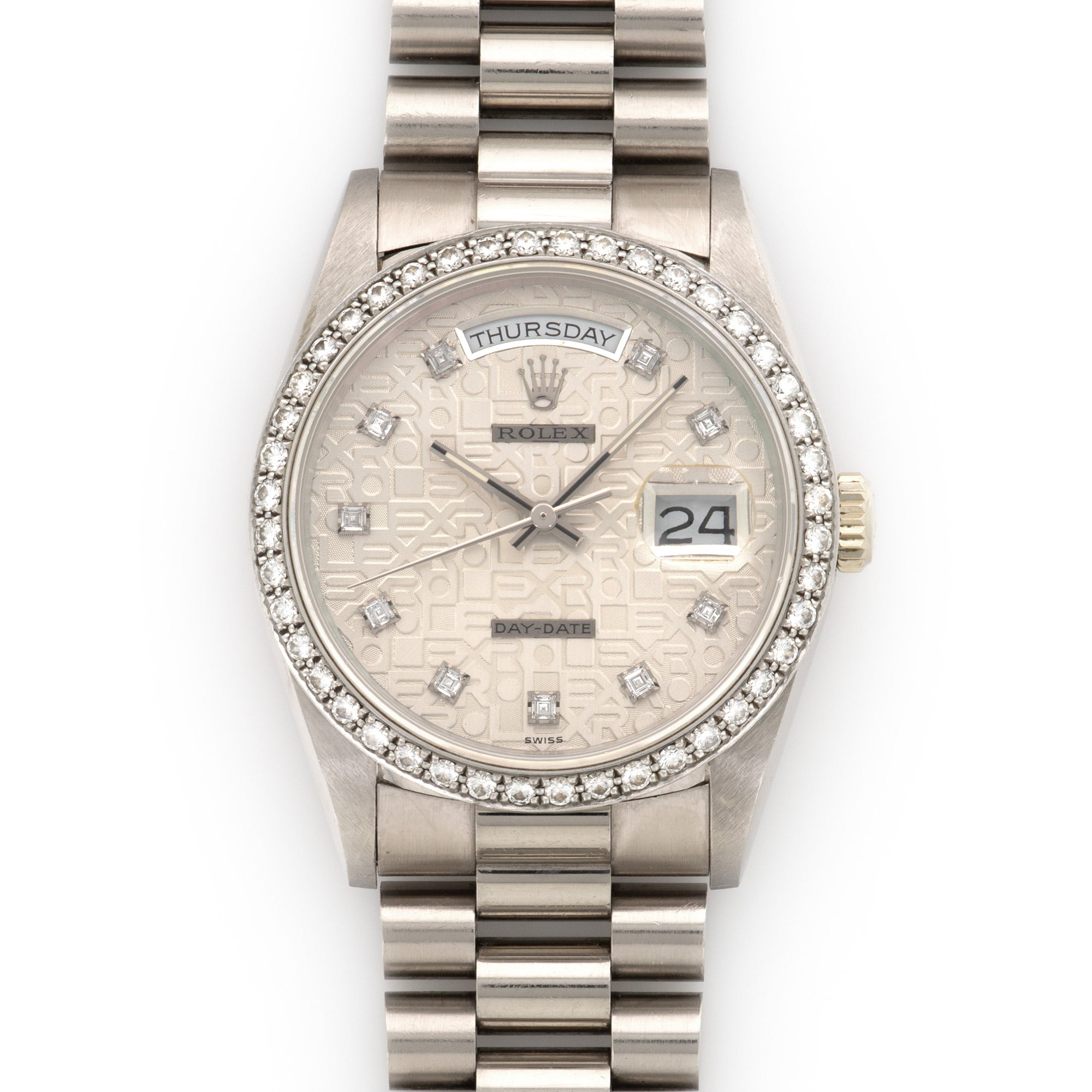 Rolex - Rolex White Gold Day-Date Crown Collection Diamond Watch - The Keystone Watches