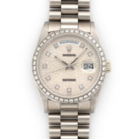 Rolex White Gold Day-Date Crown Collection Diamond Watch