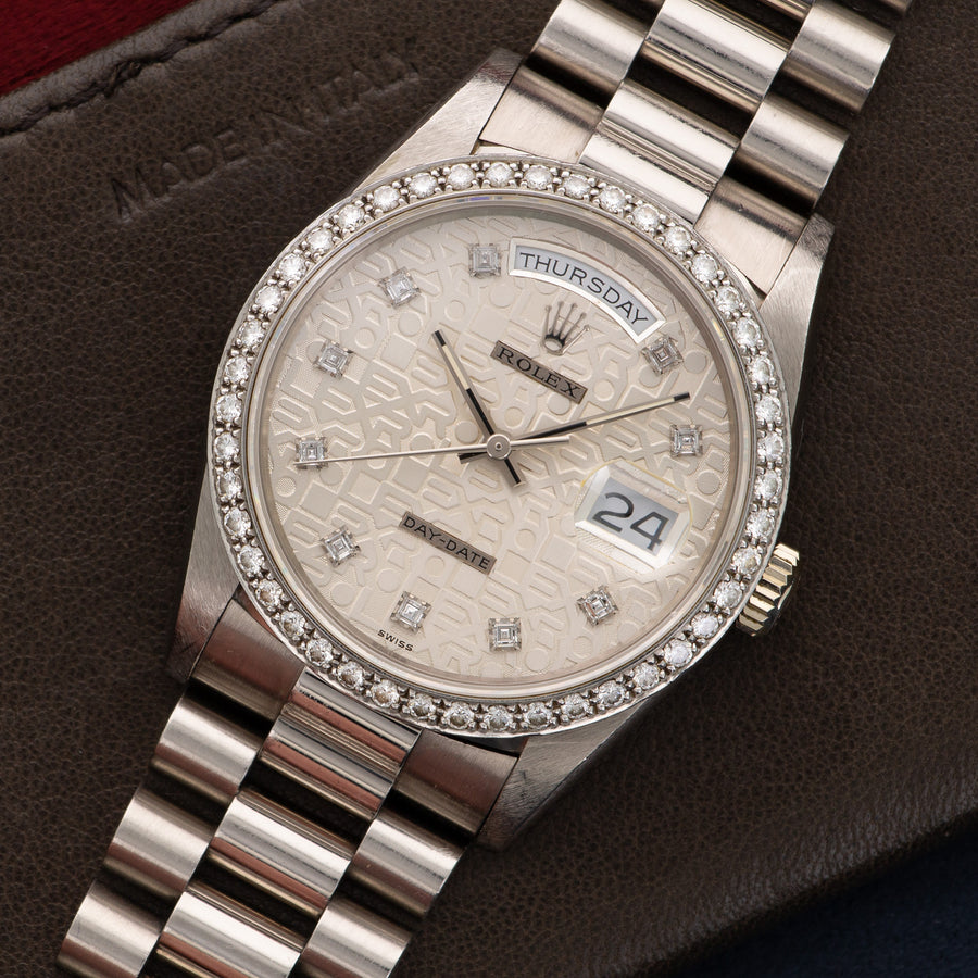 Rolex White Gold Day-Date Crown Collection Diamond Watch