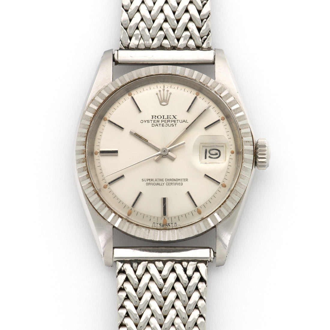 Rolex Steel Datejust Watch Ref. 1603 with Unusual Associated Woven Bracelet