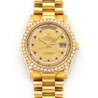 Rolex Yellow Gold Day-Date Diamond Ruby Watch