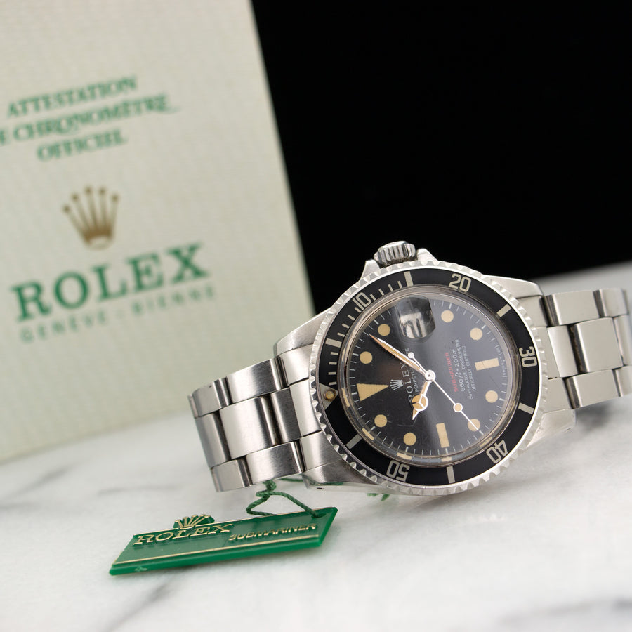 Rolex Red Submariner Watch Ref. 1680 with Original Warranty Paper and Hang Tag