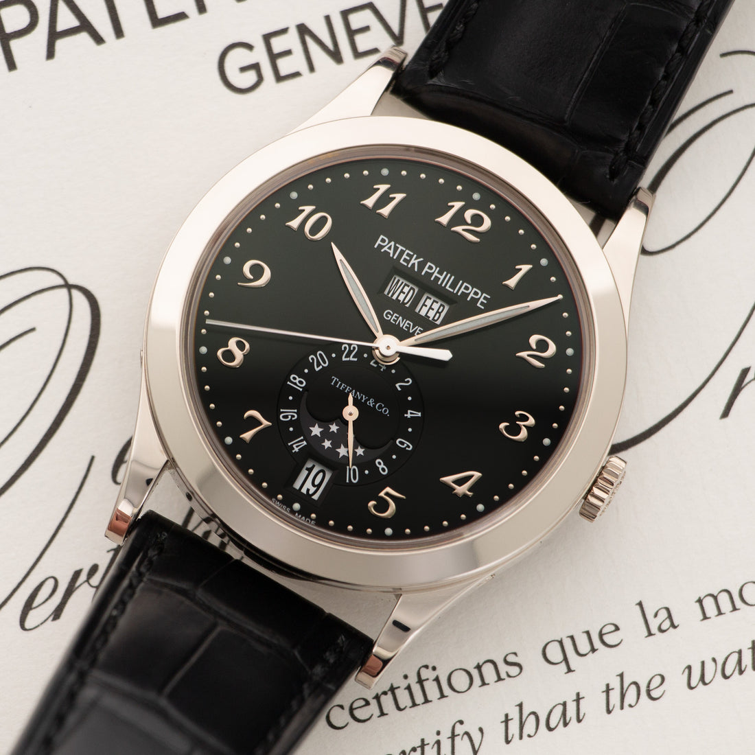 Patek Philippe White Gold Annual Calendar Tiffany & Co. Watch Ref. 5396