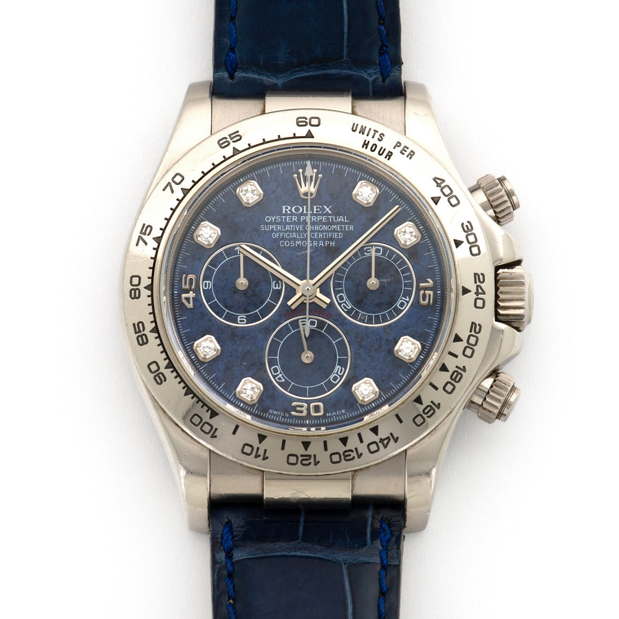 Rolex White Gold Daytona Sodalite Diamond Watch Ref. 116519