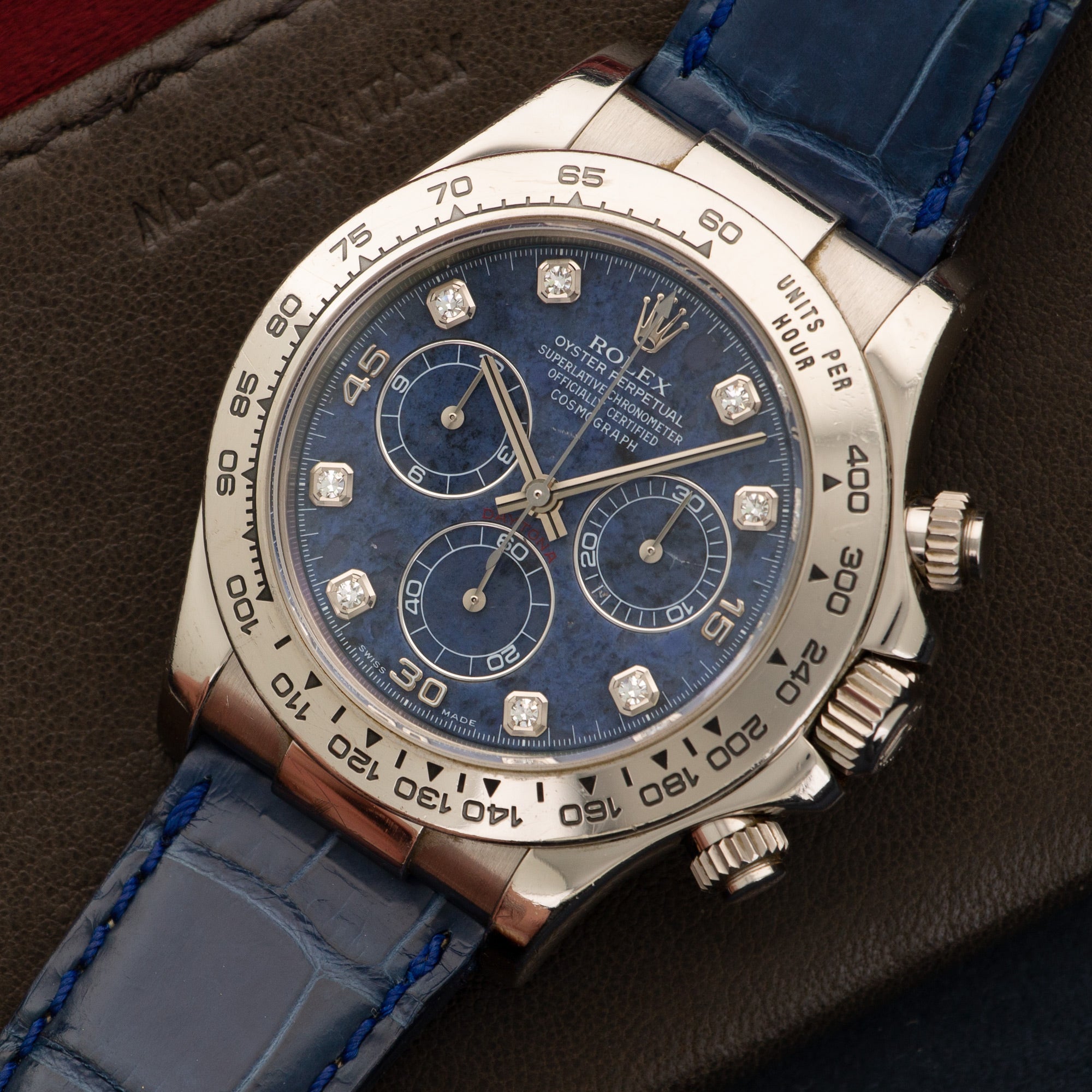 Rolex - Rolex White Gold Daytona Sodalite Diamond Watch Ref. 116519 - The Keystone Watches