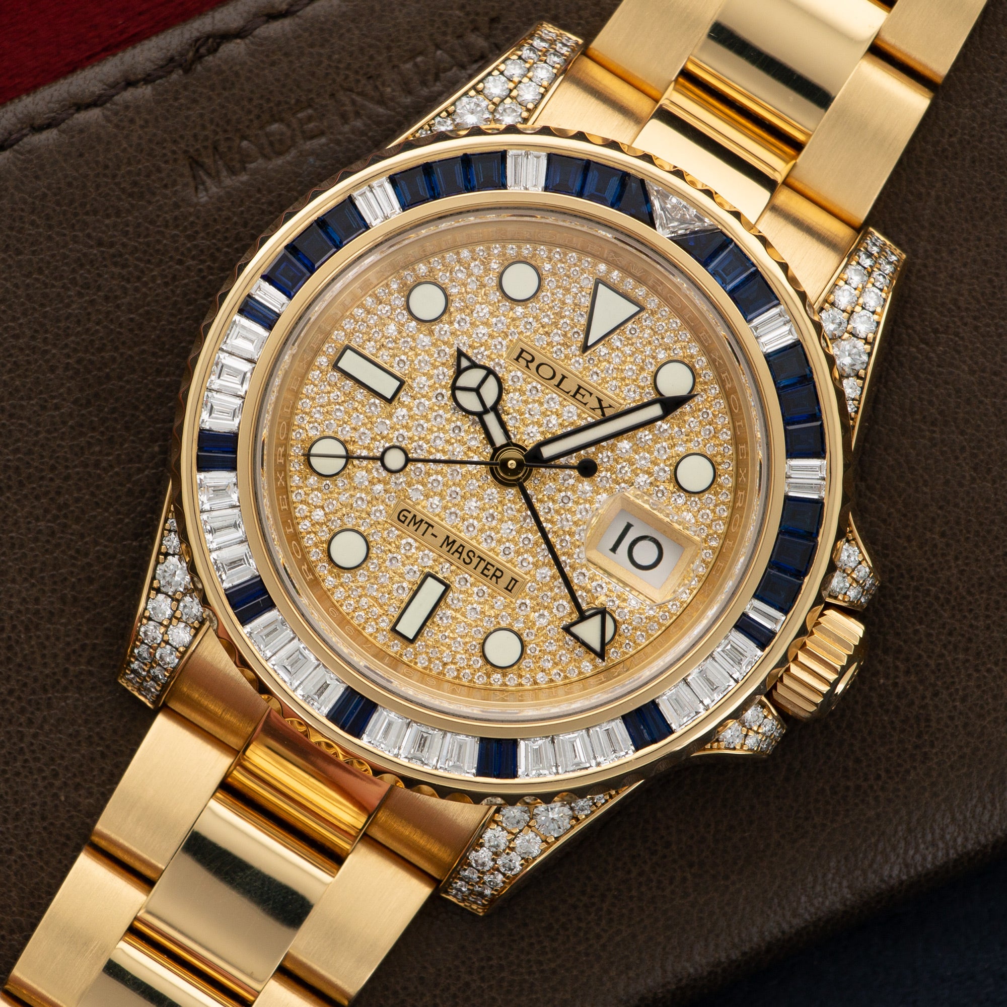 Rolex - Rolex Yellow Gold GMT-Master II Sapphire Diamond Watch Ref. 116758 - The Keystone Watches