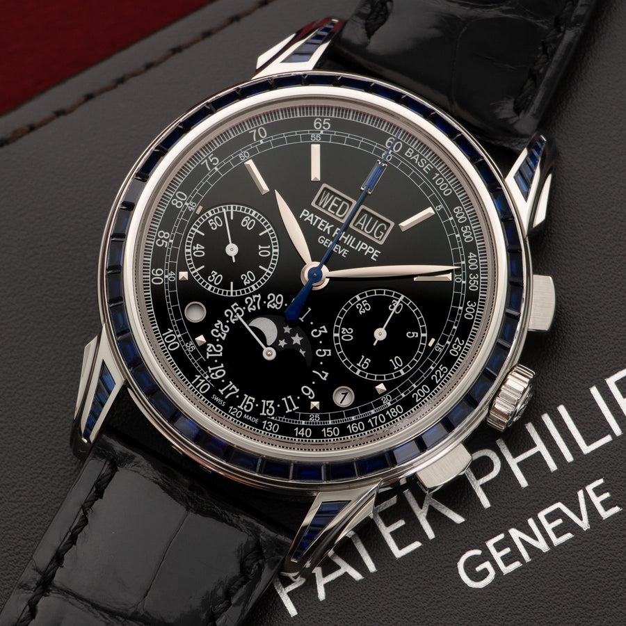 Patek Philippe Platinum Perpetual Calendar Chrono Sapphire Watch Ref. 5271