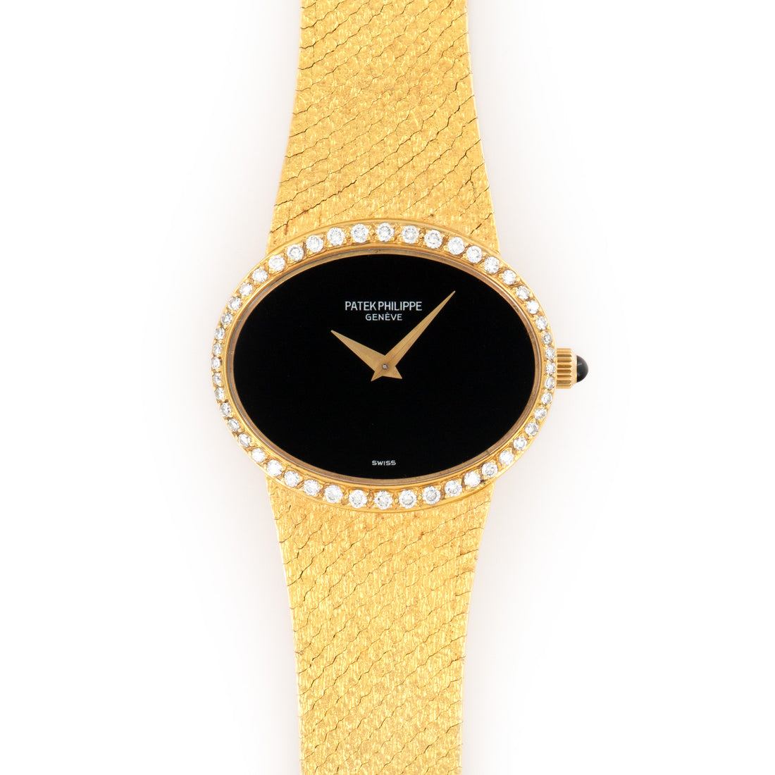 Patek Philippe Yellow Gold Onyx Diamond Watch