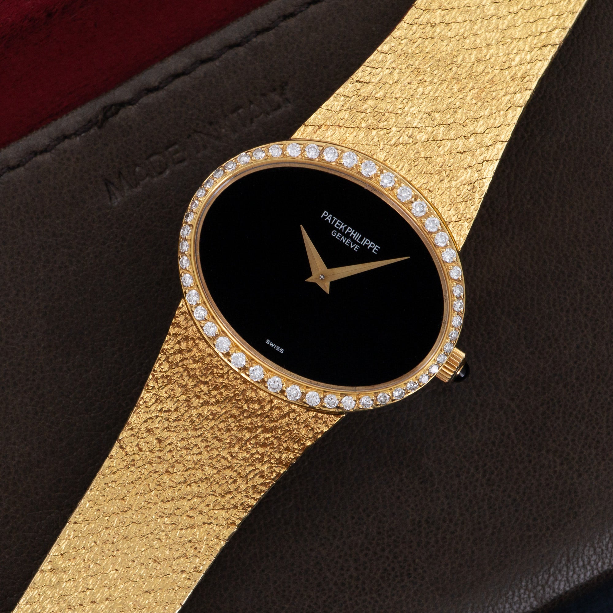 Patek Philippe - Patek Philippe Yellow Gold Onyx Diamond Watch - The Keystone Watches