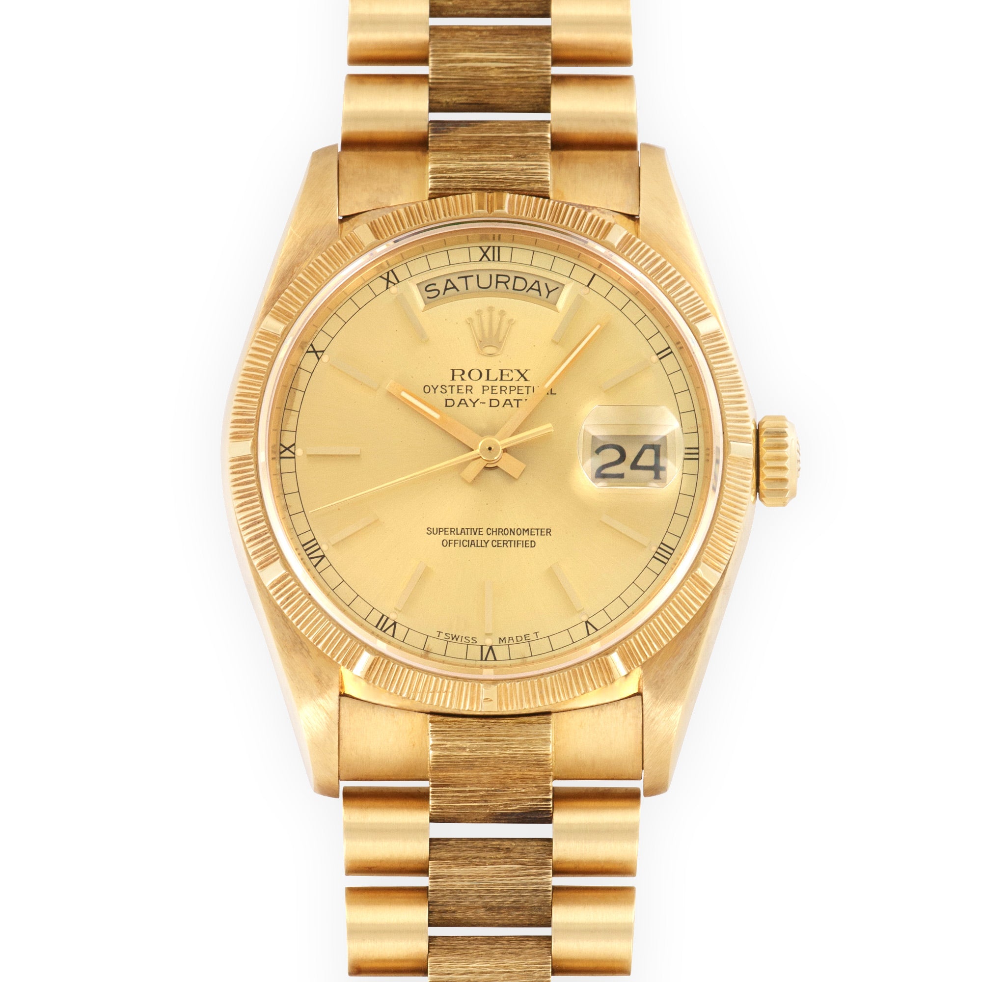 Rolex - Rolex Yellow Gold Day-Date Bark Finish Watch Ref. 18078 - The Keystone Watches