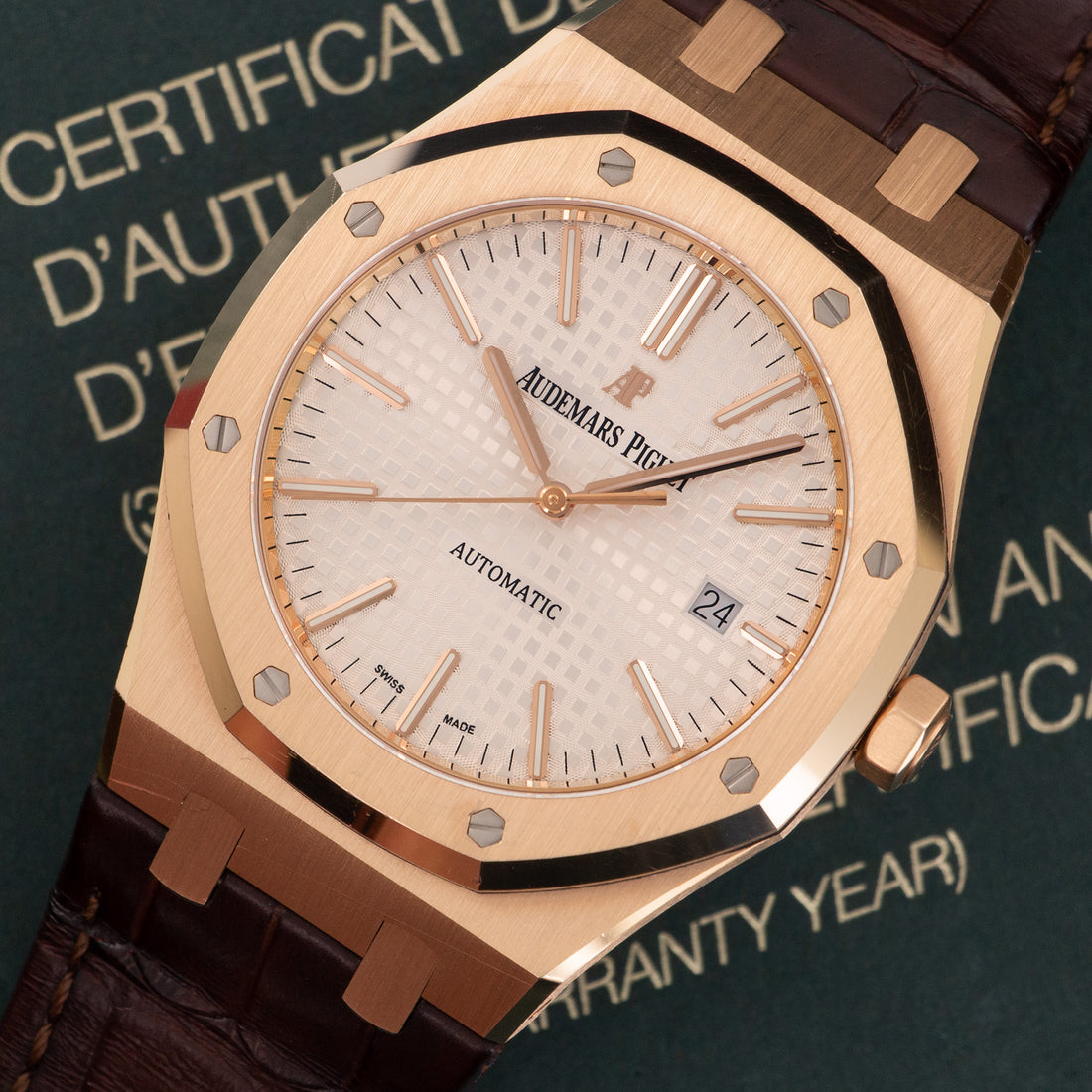 Audemars Piguet Rose Gold Royal Oak Watch Ref. 15400, with Box and Papers