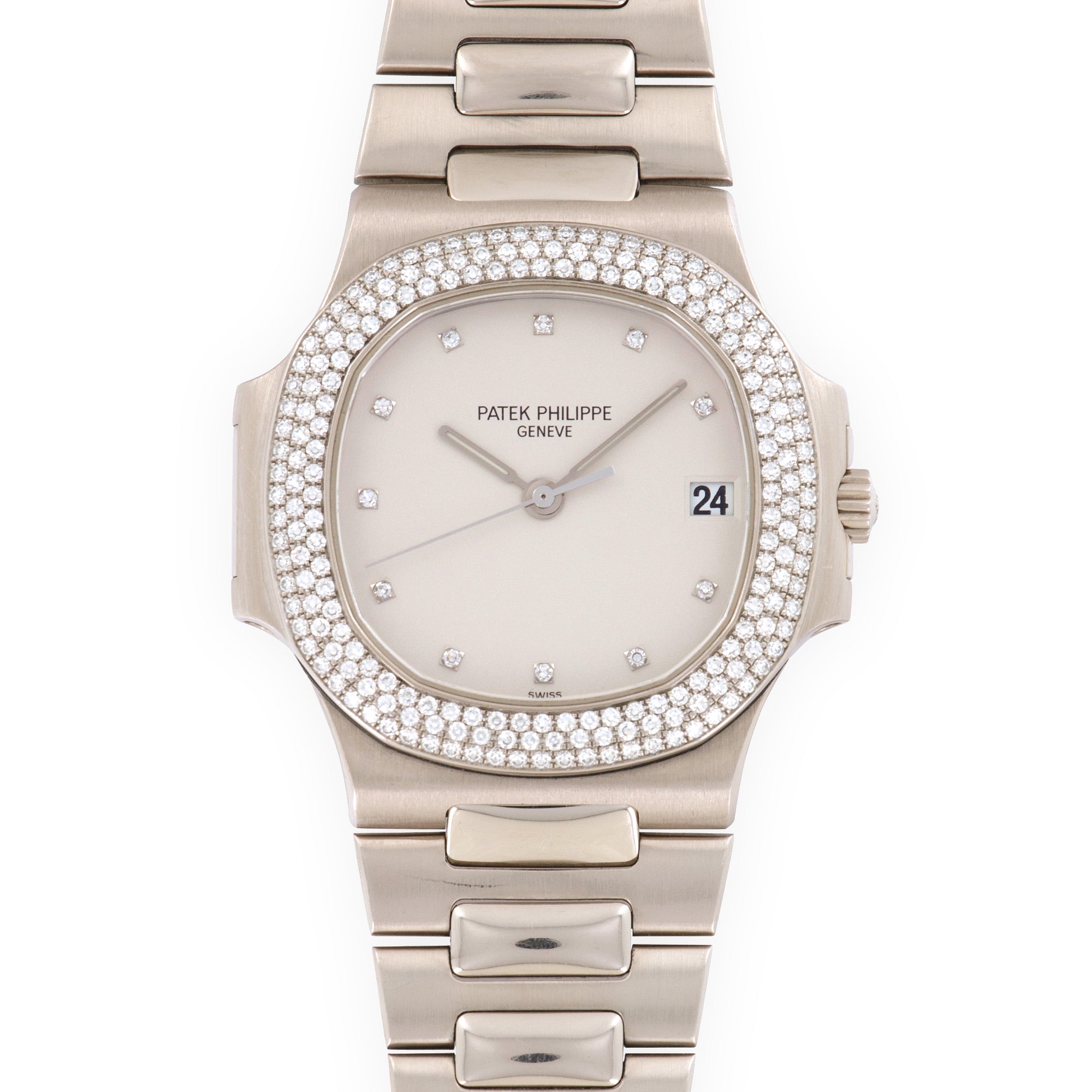 Patek Philippe - Patek Philippe White Gold Nautilus Diamond Watch Ref. 3800 - The Keystone Watches
