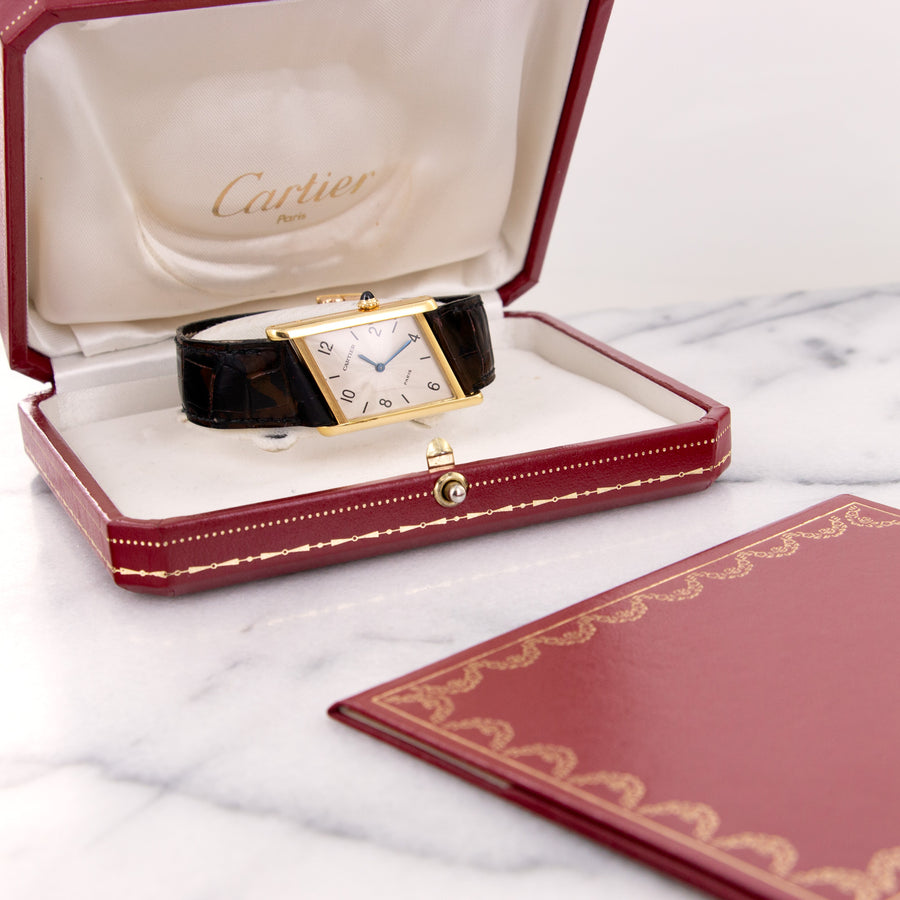 Cartier Yellow Gold Asymmetrical Tank Watch, with Original Box and Certificate