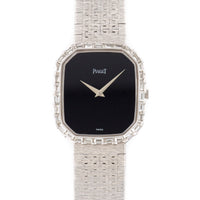 Piaget White Gold Onyx & Baguette Diamond Watch
